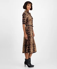 T Tahari Women's Jacquard Animal-Print Fit & Flare Dress