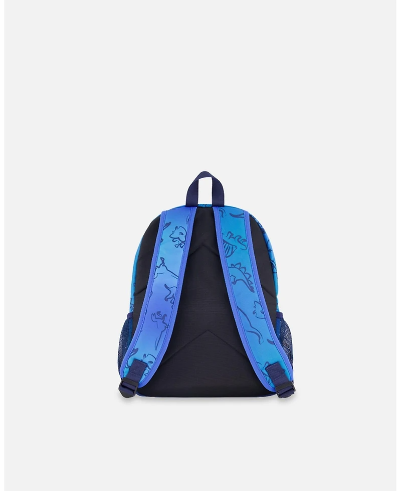 Deux par Deux Boy Little Kids Backpack Blue Gradient Dinosaur Print - Toddler|Child