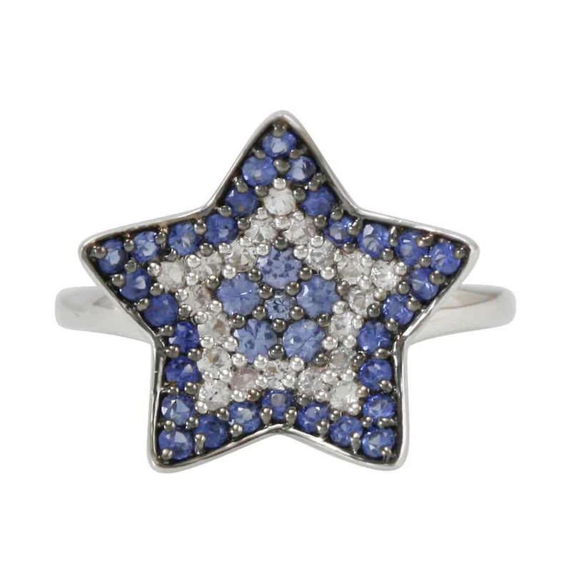 Suzy Levian New York Sterling Silver & Created White Sapphire Star Ring