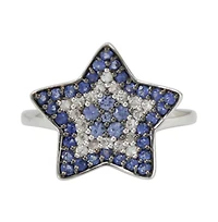 Suzy Levian New York Sterling Silver & Created White Sapphire Star Ring
