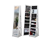 Casainc Full Length Mirror Bathroom Swivel Jewelry Cabinet