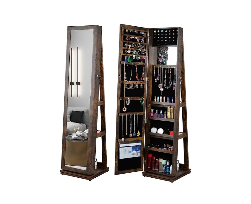 Casainc Full Length Mirror Bathroom Swivel Jewelry Cabinet