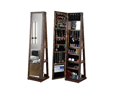 Casainc Full Length Mirror Bathroom Swivel Jewelry Cabinet