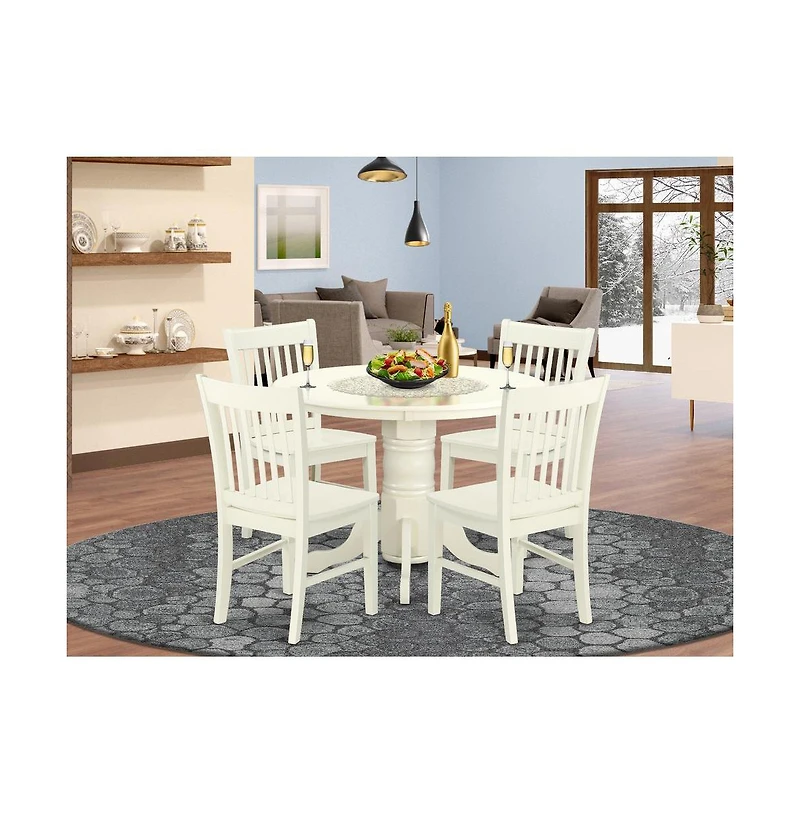 East West Furniture Dining Room Set Linen White