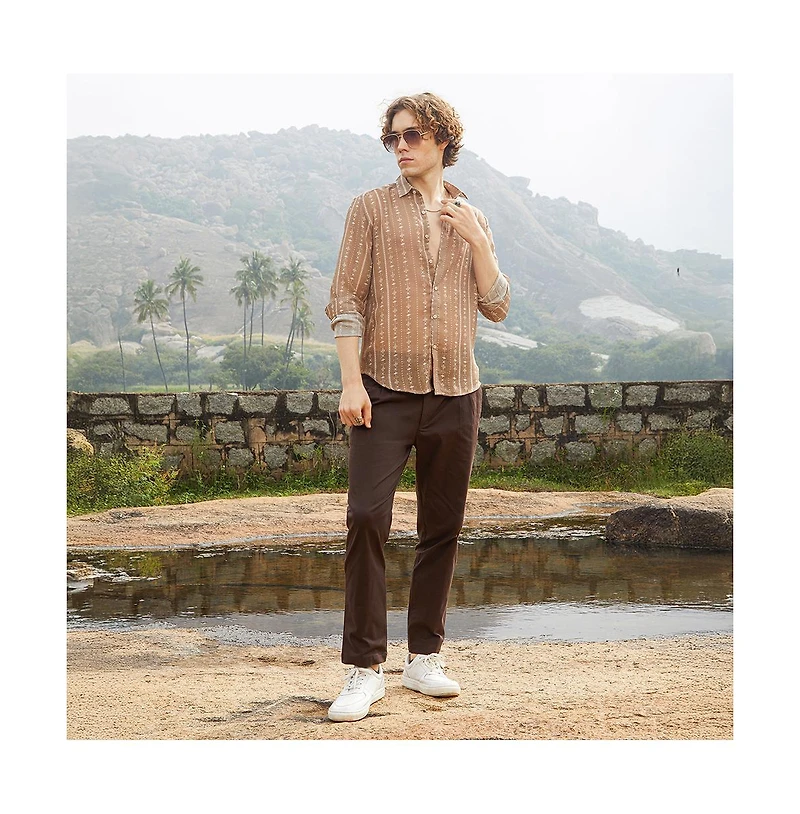 Campus Sutra Men's Ethnic Imprint Shirt