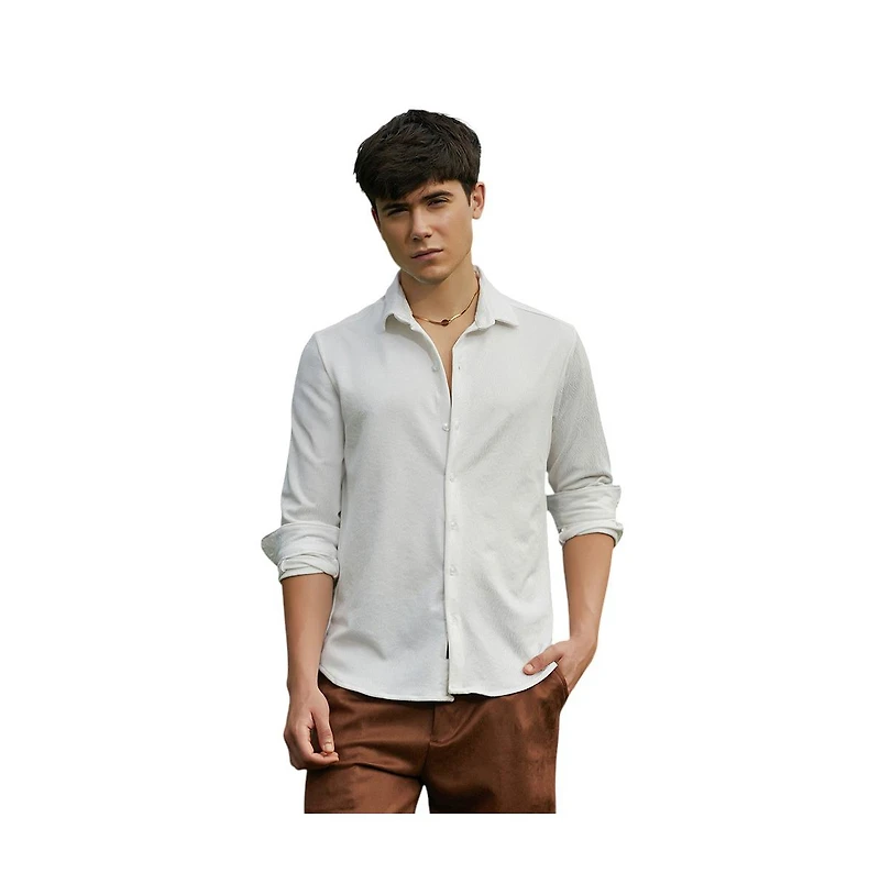 Campus Sutra Men's Crimp-Tactile Shirt