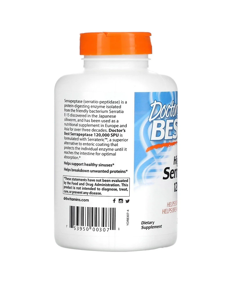 Doctor's Best High Potency Serrapeptase 120 000 Spu