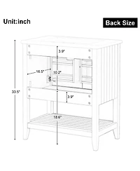 Casainc 30" Modern Bathroom Vanity with Ceramic Sink, Solid Wood Frame, Open Shelf & Door Shelf Design
