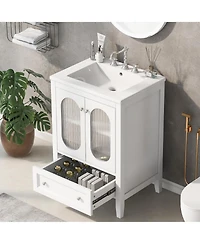Casainc 24" Bathroom Vanity with Sink, Cabinet with One Drawer and Doors, Adjustable Shelf, Solid Wood and Mdf
