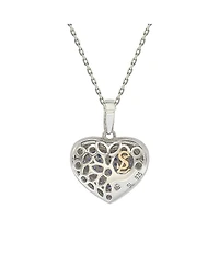 Suzy Levian New York Sterling Silver Sapphire Pave Puff Heart Pendant Necklace