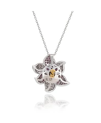 Suzy Levian New York Suzy Levian Sterling Silver Sapphire & Created White Sapphire Exotic Flower Pendant Necklace