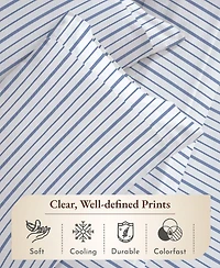 Printed Quatrefoil - 100% Organic Cotton Percale Queen Sheet Set Deep Pocket,
