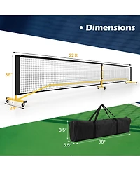 Costway Portable Pickleball Net 22 Ft Regulation Size Pickle Ball Net System for Outdoor