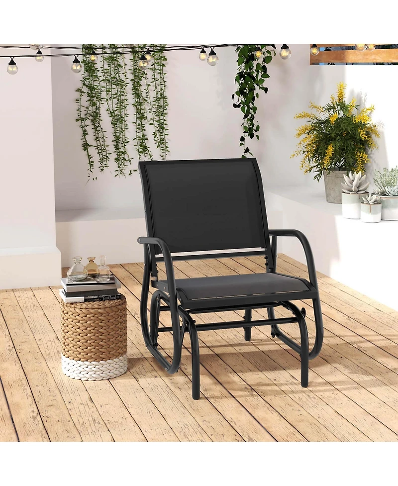 Outdoor Single Swing Glider Rocking Chair Armrest Garden Porch Backyard