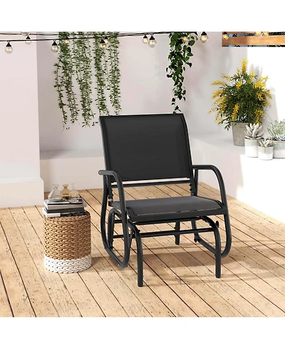 Outdoor Single Swing Glider Rocking Chair Armrest Garden Porch Backyard