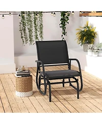 Outdoor Single Swing Glider Rocking Chair Armrest Garden Porch Backyard