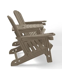 Outdoor Hdpe Adirondack Chairs With Connecting Table Tray (Set of 2)