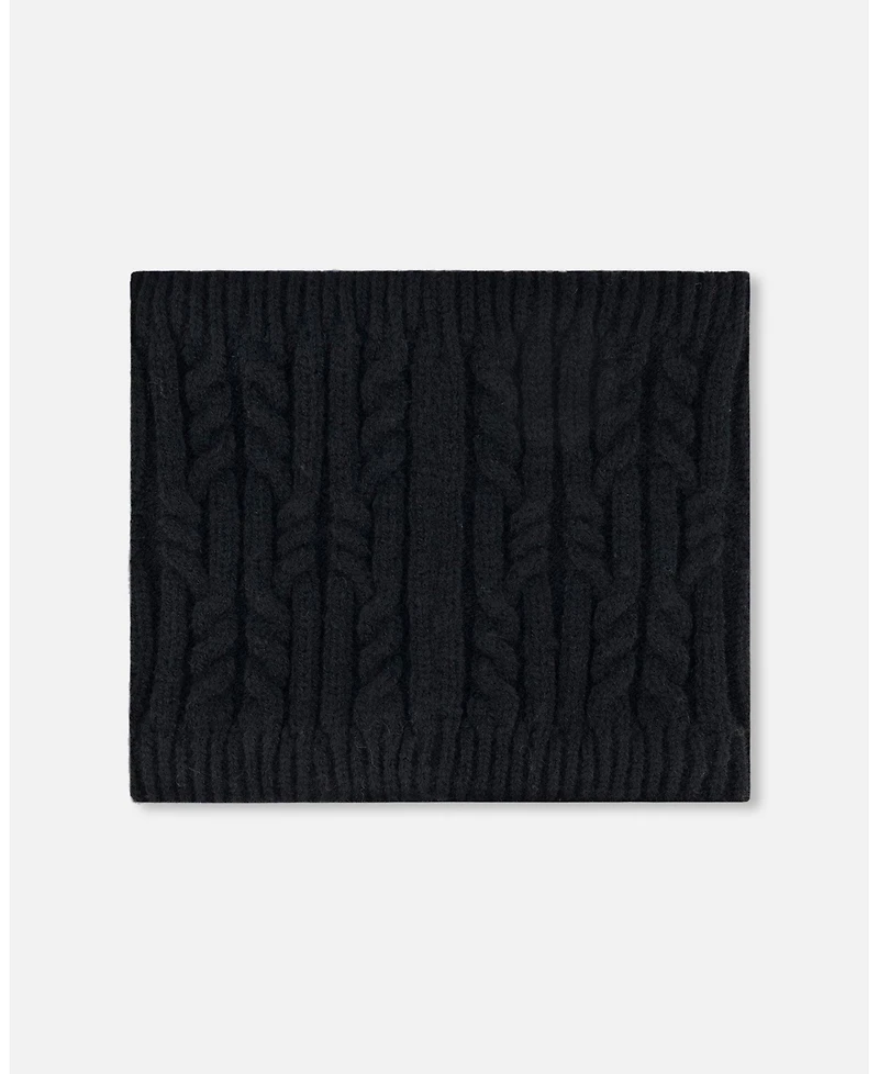 Deux par Kids Unisex Lined Winter Neckwarmer Black - Toddler|Child