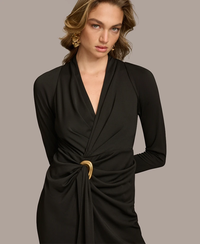 Donna Karan New York Women's Belted Front Slit Dress