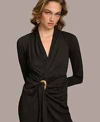 Donna Karan New York Women's Belted Front Slit Dress