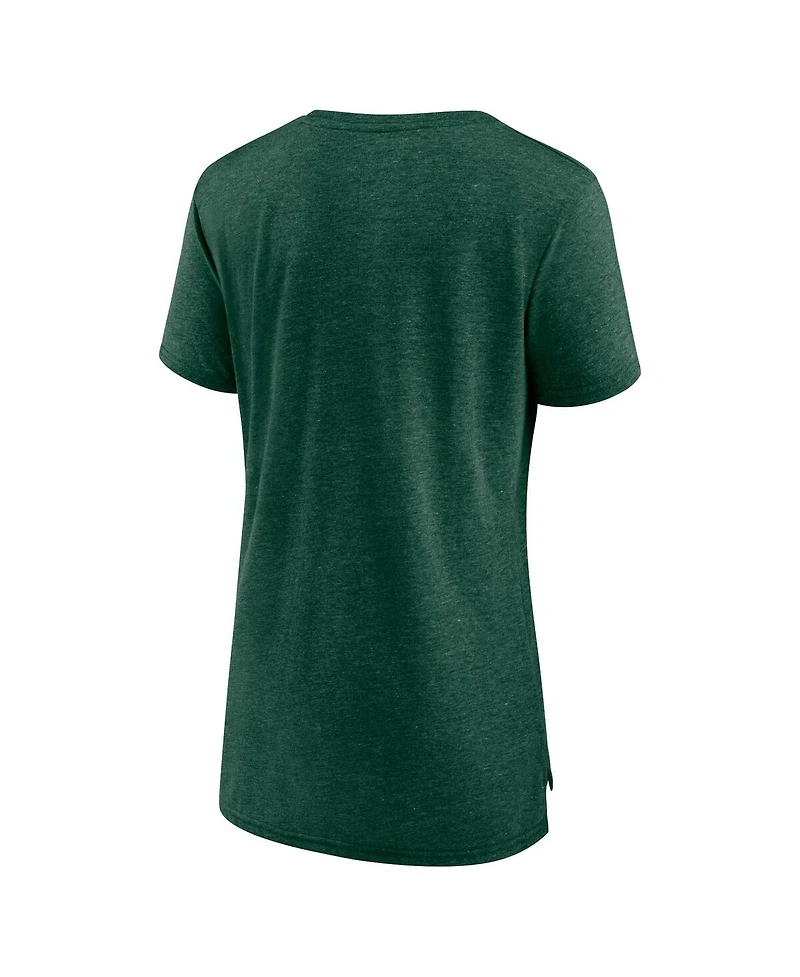 Fanatics Mto Label Women's Green Athletics Weathered Logo Tri-Blend T-Shirt