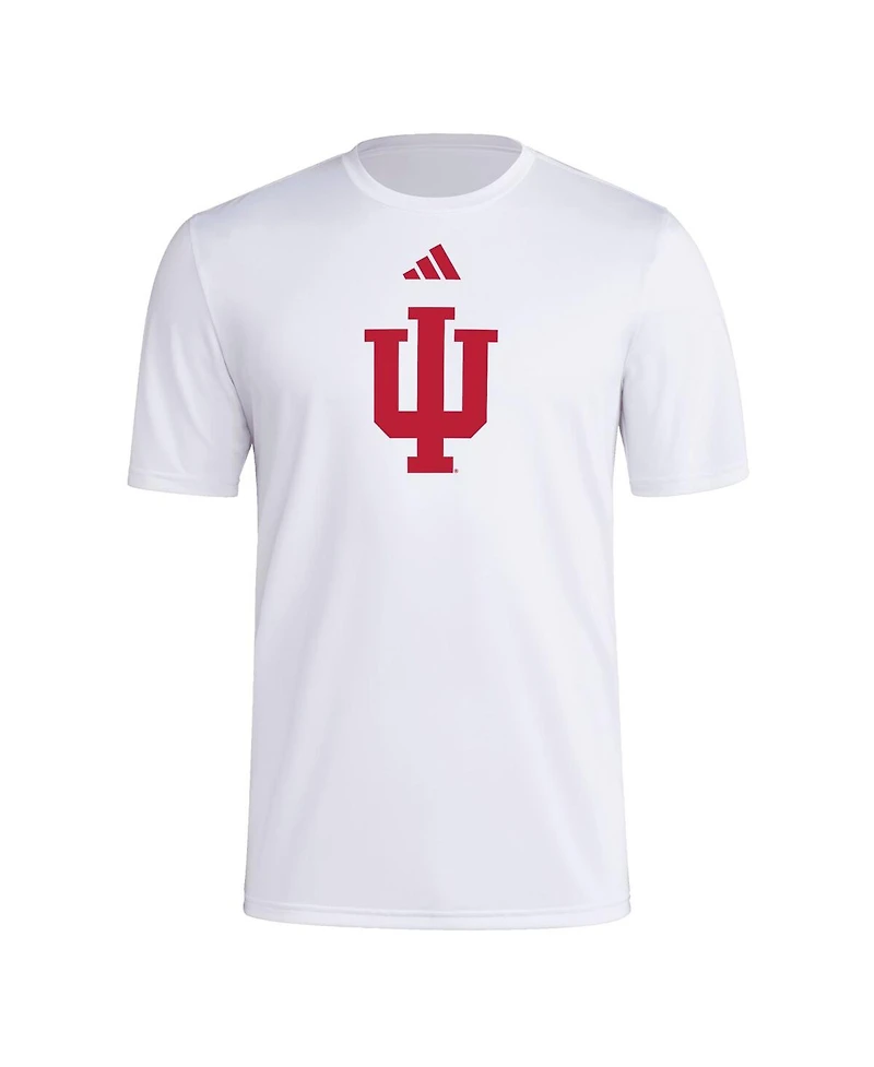 Adidas Men's White Indiana Hoosiers Primary Locker Logo Pre-Game Aeroready T-Shirt