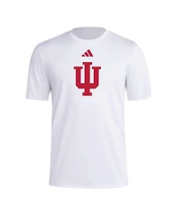 Adidas Men's White Indiana Hoosiers Primary Locker Logo Pre-Game Aeroready T-Shirt