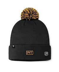 Fanatics Men's Black Pittsburgh Penguins 2024 Nhl Draft Cuffed Pom with Knit Hat