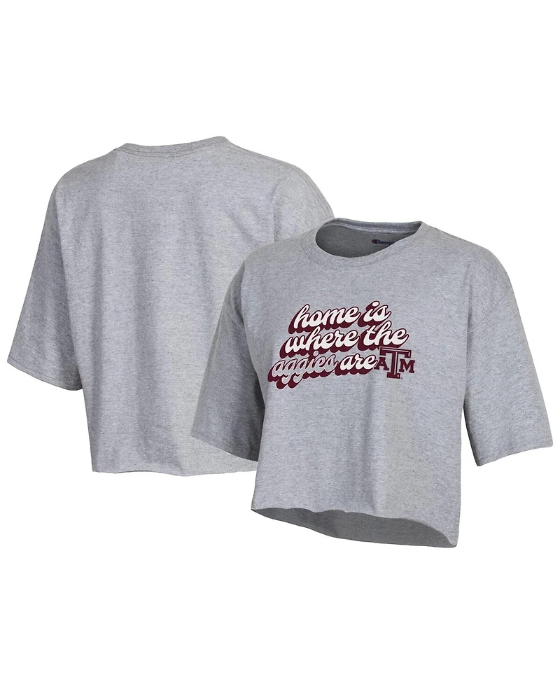 Champion Women's Gray Texas A&M Aggies Boyfriend Cropped T-Shirt