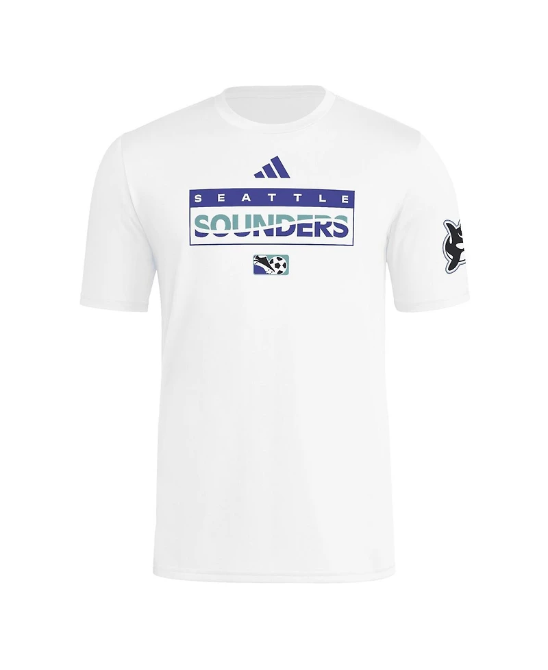 Adidas Men's White Seattle Sounders Fc 2025 Archive Collection Jersey Hook T-Shirt
