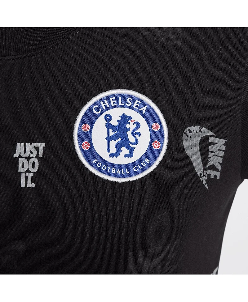 Nike Big Boys and Girls Black Chelsea Just Do It Crest T-Shirt