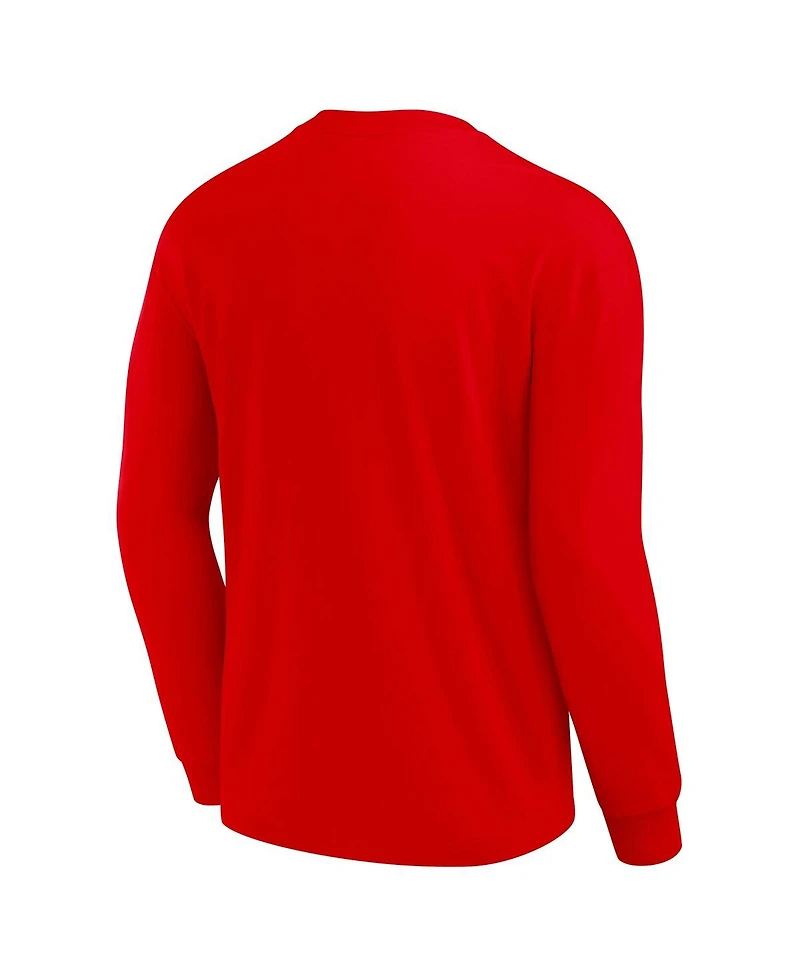 Fanatics Unlabeled Men's Red Maryland Terrapins Team Logo Long Sleeve T-Shirt