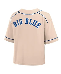 Fanatics Women's Tan Kentucky Wildcats Oversized Dominant Force Cropped V-Neck T-Shirt