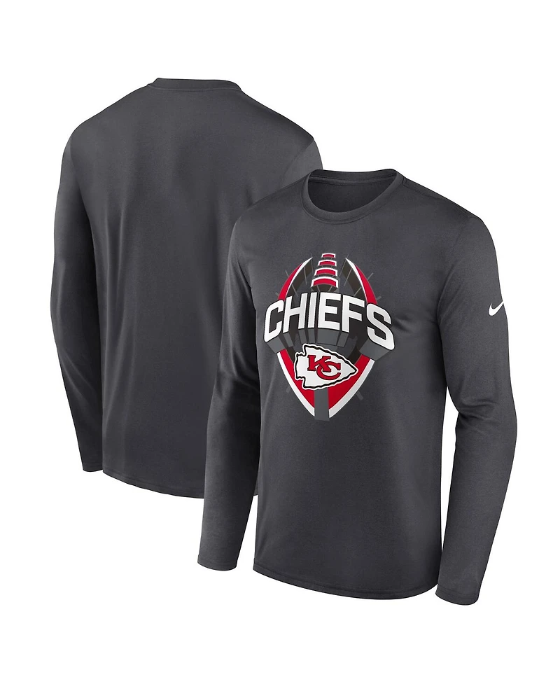 Nike Men's Anthracite Kansas City Chiefs Primetime Legend Icon Performance Long Sleeve T-Shirt