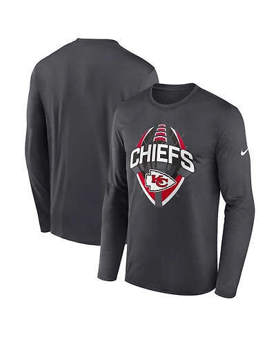 Nike Men's Anthracite Kansas City Chiefs Primetime Legend Icon Performance Long Sleeve T-Shirt