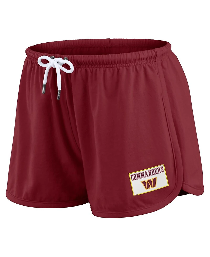 Wear by Erin Andrews Women's 2-Piece Burgundy Washington Commanders Heavy Rugby Jersey Long Sleeve T-Shirt and Shorts Lounge Set