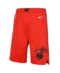 Nike Big Boys and Girls Red Miami Heat 2024/25 City Edition Swingman Performance Shorts
