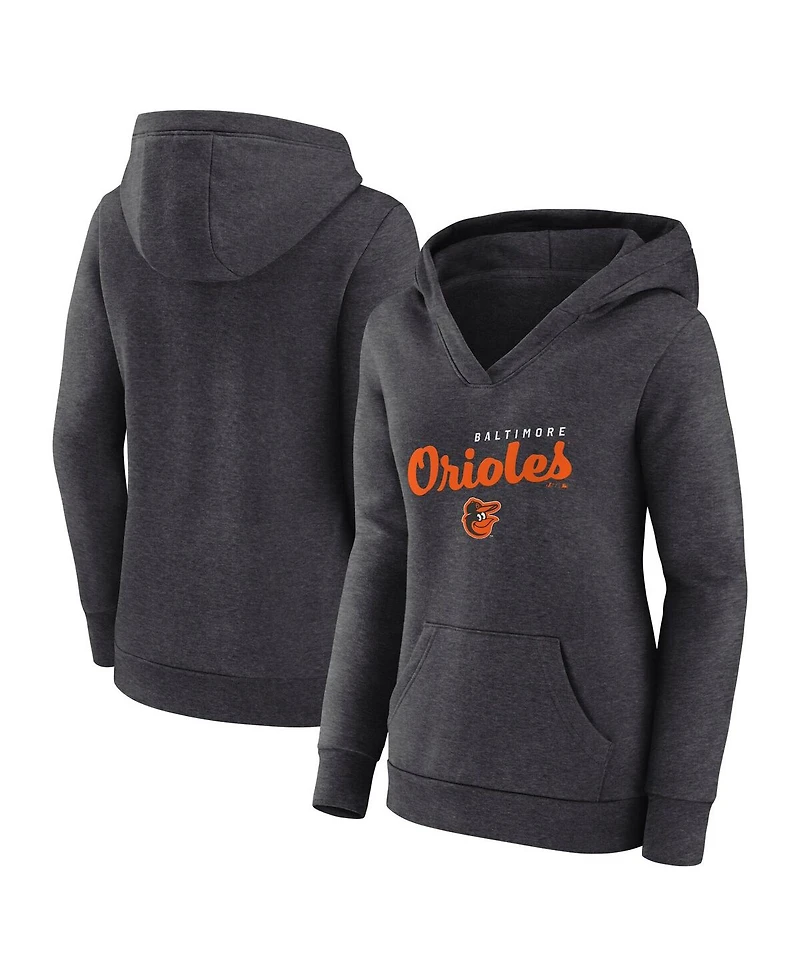 Logo Athletic Women's Heather Charcoal Baltimore Orioles Triumphant V-Neck Pullover Hoodie