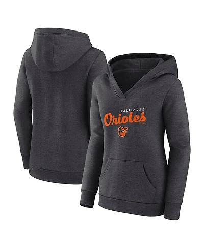 Logo Athletic Women's Heather Charcoal Baltimore Orioles Triumphant V-Neck Pullover Hoodie