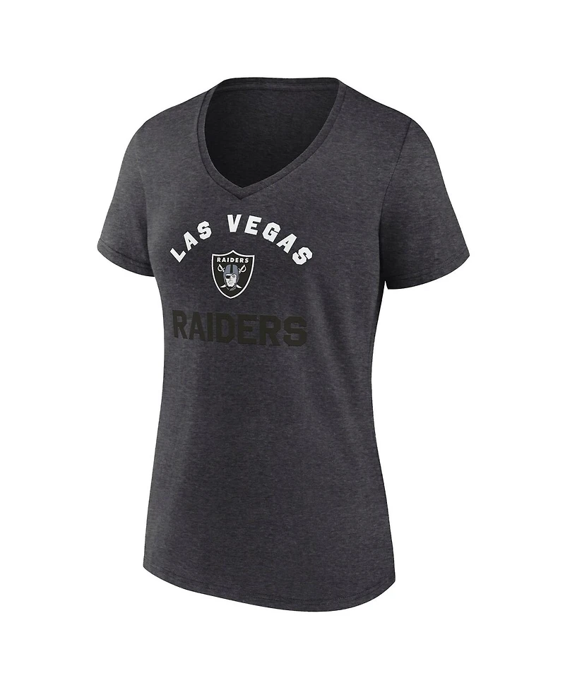 Logo Athletic Women's Heather Charcoal Las Vegas Raiders Unrivaled V-Neck T-Shirt