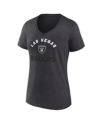 Logo Athletic Women's Heather Charcoal Las Vegas Raiders Unrivaled V-Neck T-Shirt