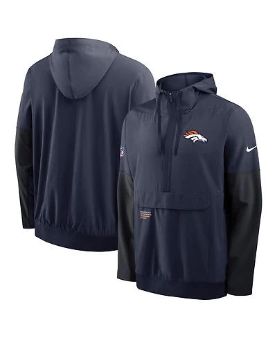 Nike Men's Navy Denver Broncos Sideline Anorak Half-Zip Hoodie Jacket