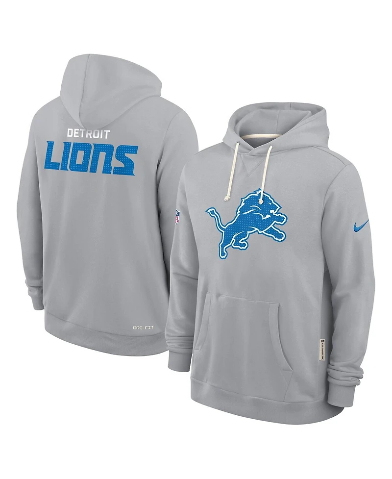 Nike Men's Gray Detroit Lions Sideline Standard Issue Initial Home Dri-fit Hoodie