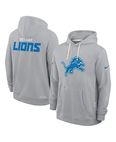 Nike Men's Gray Detroit Lions Sideline Standard Issue Initial Home Dri-fit Hoodie