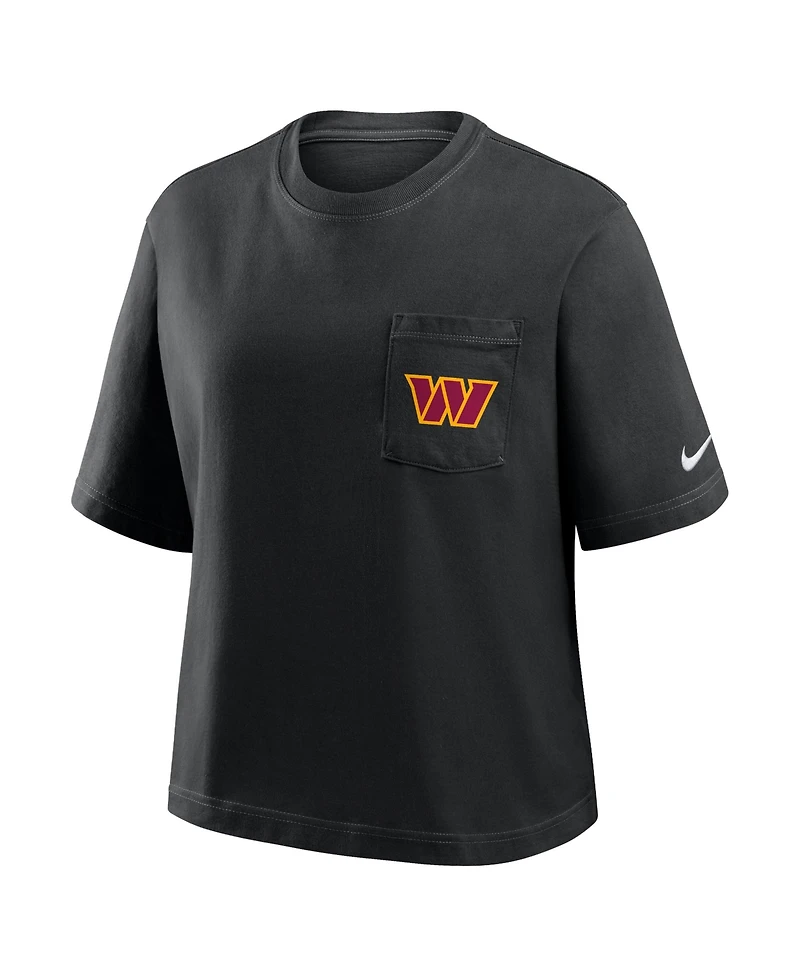 Nike Women's Black Washington Commanders Rewind Pocket Boxy T-Shirt