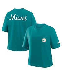 Nike Women's Aqua Miami Dolphins Rewind Pocket Boxy T-Shirt
