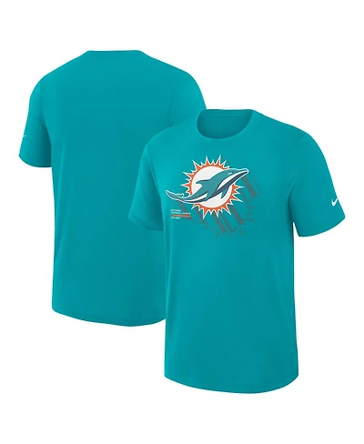 Nike Men's Aqua Miami Dolphins Left End Run Slub Performance T-Shirt