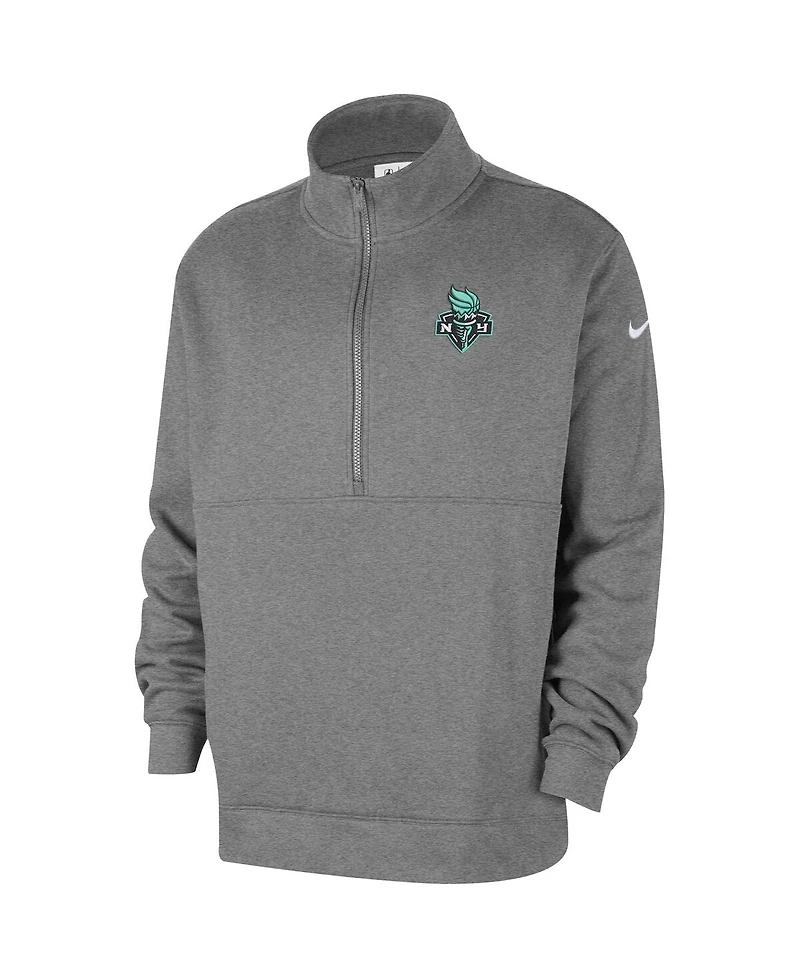 Nike Men's Heather Gray New York Liberty React Club Half-Zip Pullover Sweatshirt