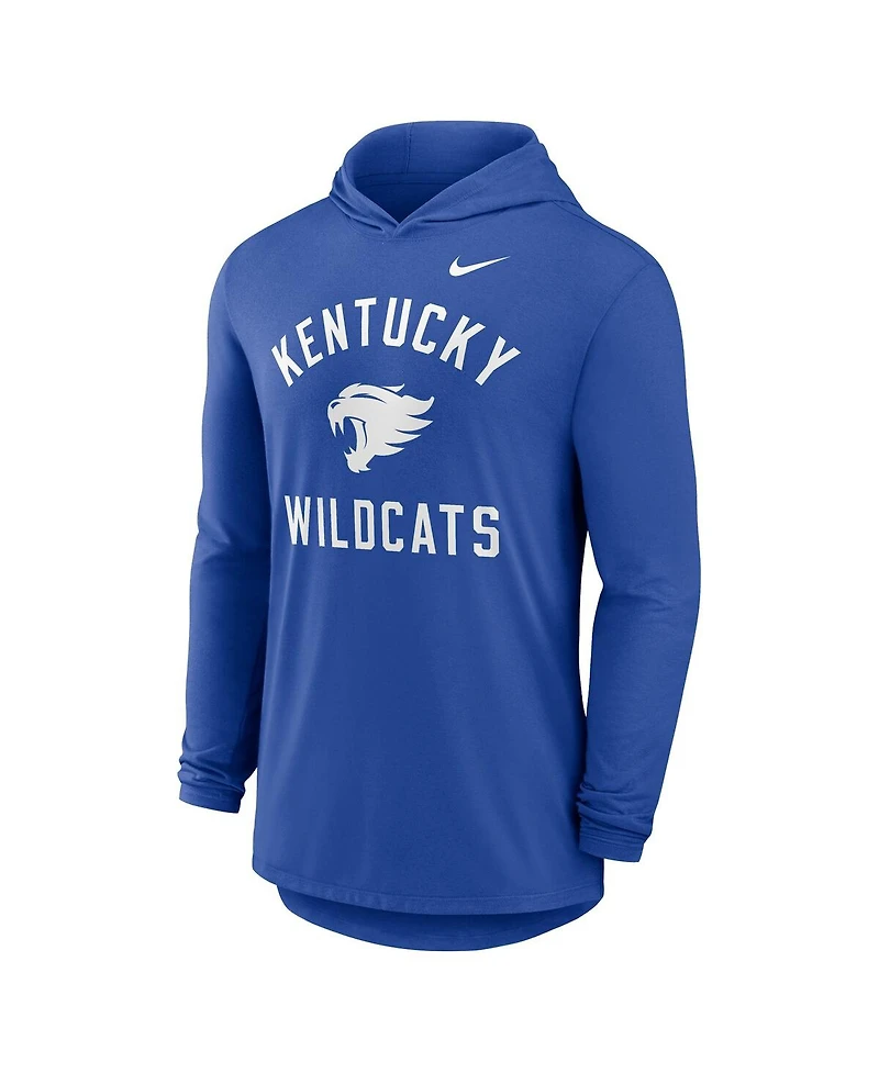Nike Men's Royal Kentucky Wildcats Classic Arch Tri-Blend Performance Long Sleeve Hoodie T-Shirt