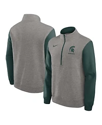 Nike Men's Heather Gray/Green Michigan State Spartans Club Fleece Half-Zip Pullover Sweatshirt